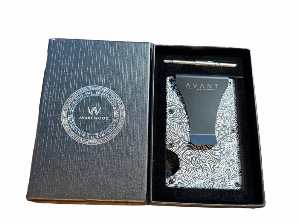 Avant Wood Minimalist Metal Wallet With Money Clip RFID Blocking